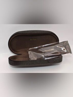 Tom Ford Large Brown Sunglasses Case and Cleaning Cloth